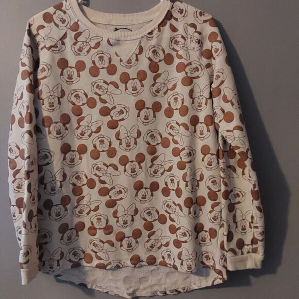 Disney Mickey & Minnie Mouse All Over Graphic CrewNeck Pullover Sweatshirt 15-17 - Picture 7 of 8